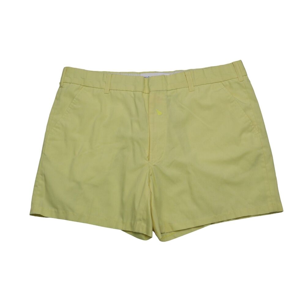 VIP Shorts Womens 38 Yellow Plain Flat Front High Waist Slash Pocket Chino